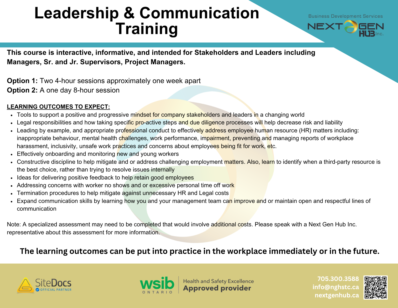 Next Gen Hub Leadership and Training Description